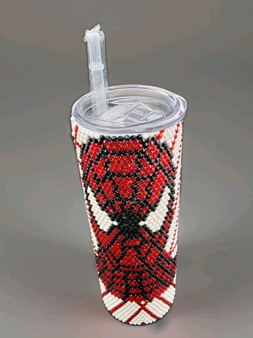 Spiderman Rhinestone Travel Tumbler With Straw NWOT Peter Parker Superhero